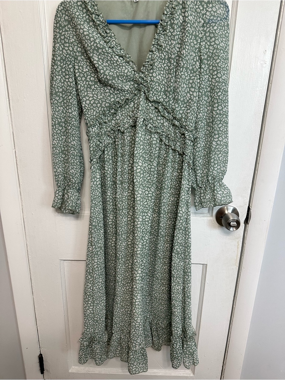 Women’s Sage Green Floral Ruffle Dress